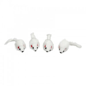 Kissan lelu: Valkoiset karvahiiret setti 4 kpl